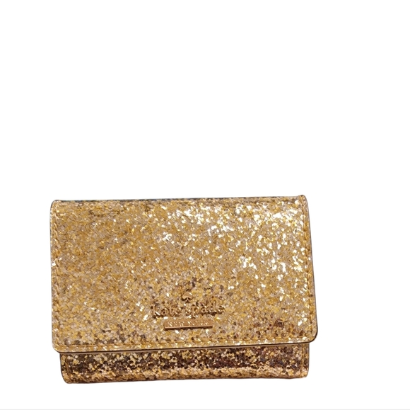 kate spade Handbags - Kate Spade Gold Glitter Card Holder/Box Included